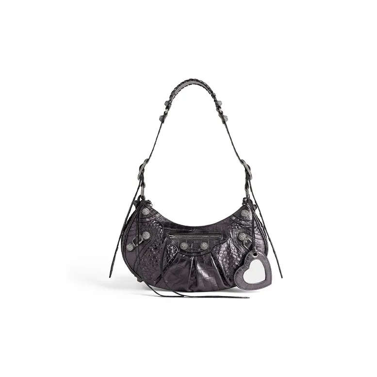 Balenciaga Le Cagole Cow Leather Dumpling Bag Crescent Moon Bag Crossbody Bag Shoulder Bag Women's Dark Gray-0