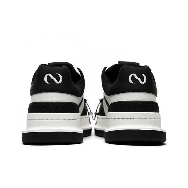 ABCICEY Slip Resistant Low Top Skateboard Shoes Unisex Black White-3