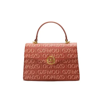 GXFMOD Cow Leather Small Square Bag, One Shoulder Handbag Medium Size Women's Red/Yellow
