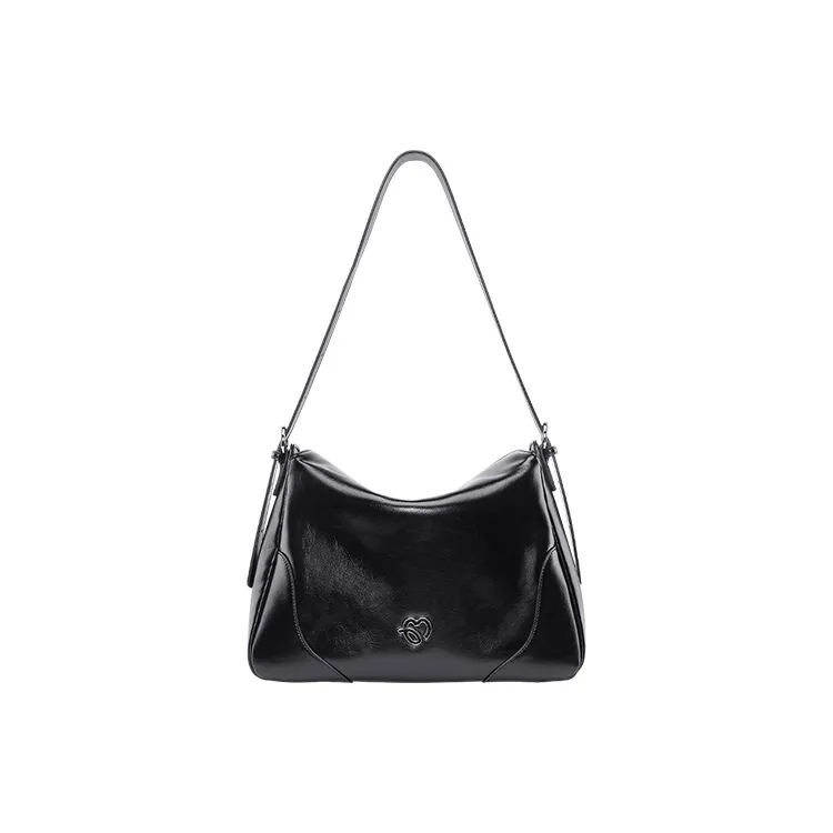 ONE TIME Synthetic Leather Tote Bag, Goddess Shoulder Bag Tubas Women's Black/Silver-1