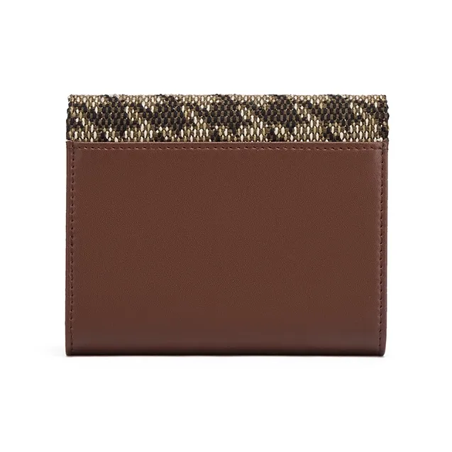 Simvay Clos Fabric, Synthetic Leather Wallet, Coin Purse, Card Holder, Document Bag, Wallet Regular Women's Brown-3