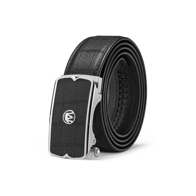 FAIRWHALE Stainless Steel Premium Automatic Buckle Deerskin Leather Belts Men's Width 3.5CM-1