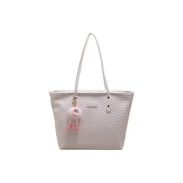 JANE KLAIN Synthetic Leather Tote Bag Shopping Bag Shoulder Bags Large Size Women's Pink/White/Black-0