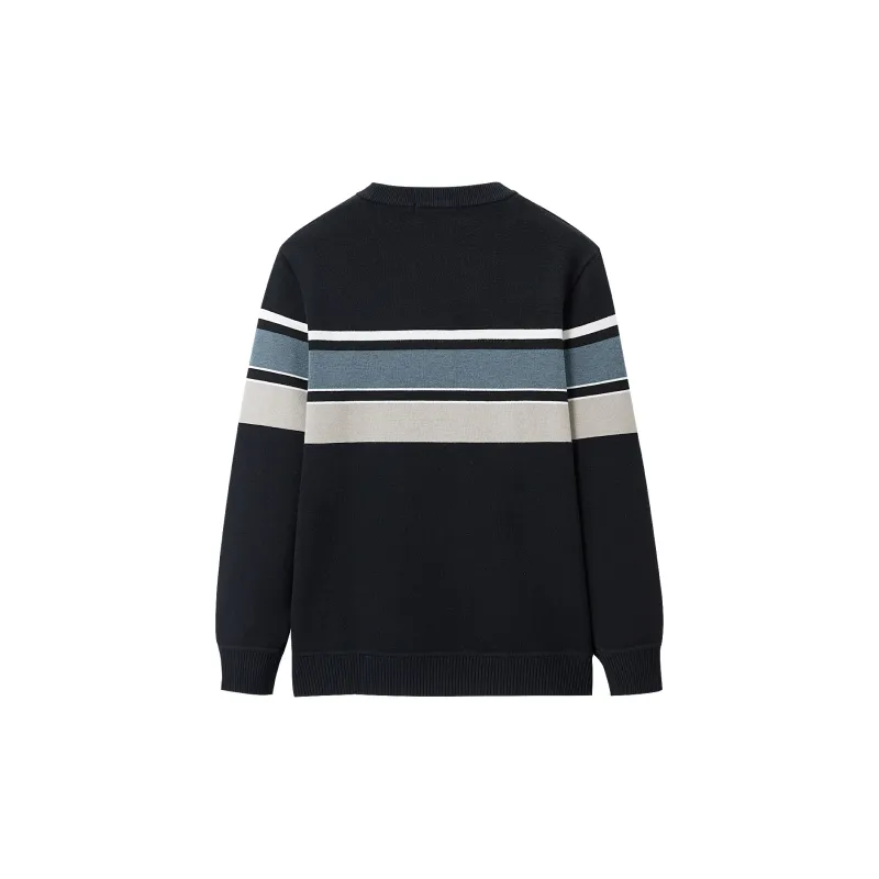 HLA Knitwear Men Navy Blue & White 50%-1