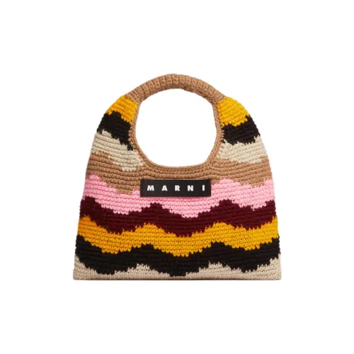 MARNI Acrylic Knitted Fabric Handbag Mini Women's Brown/Multicolor
