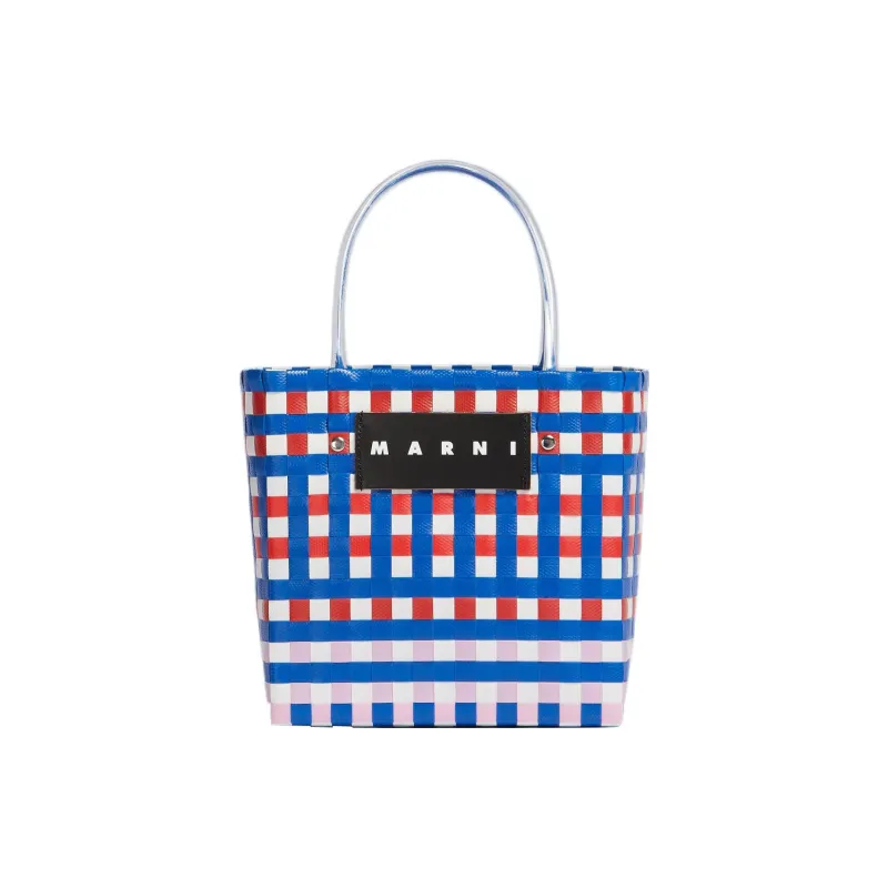 MARNI Basket Series Polypropylene With Cow Leather Tote Bag Shopping Bag Handbag Mini Women's Multicolor/Blue-0