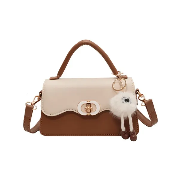 JANE KLAIN Synthetic Leather Small Square Bag, One Shoulder Handbag Small Size Women's Black/Brown-1