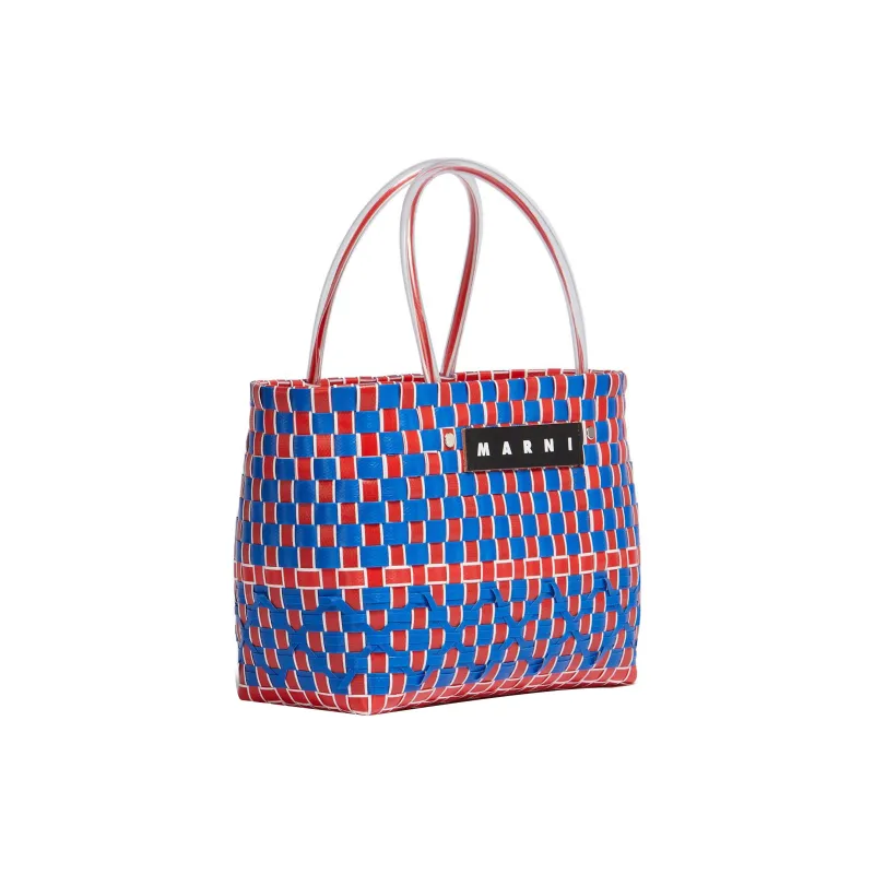 MARNI Polypropylene With Cow Leather Tote Bag, Shopping Bag, Handbag Women's Blue/Red-1