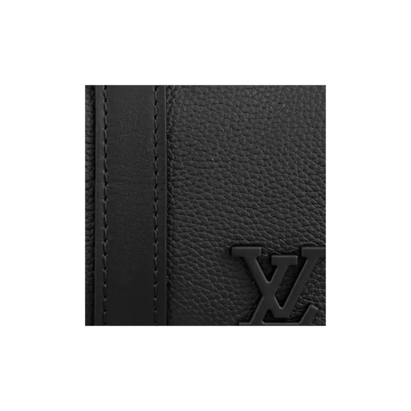 LOUIS VUITTON KeepallAerogram Leather One Shoulder Crossbody Travel Bag Men's Black-4