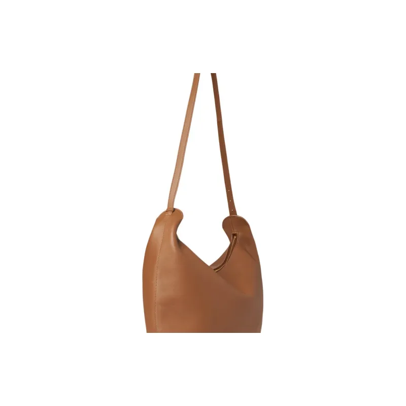 THE ROW N/S Allie Roughened Calfskin Shoulder Bag Croissant Bag Shoulder Bag, Crossbody Bag Extra Large Women's Camel-4