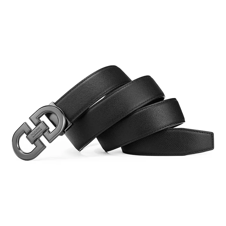FAIRWHALE Solid Color Stamped Plate Buckle Cow Leather Belts Men's-1