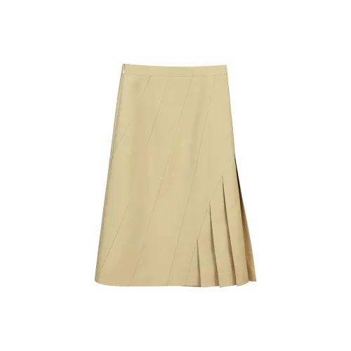 NancyCavally Casual Long Skirts Women's Khaki