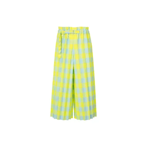 ISSEY MIYAKE Casual Pants Women's Yellow And Blue Plaid