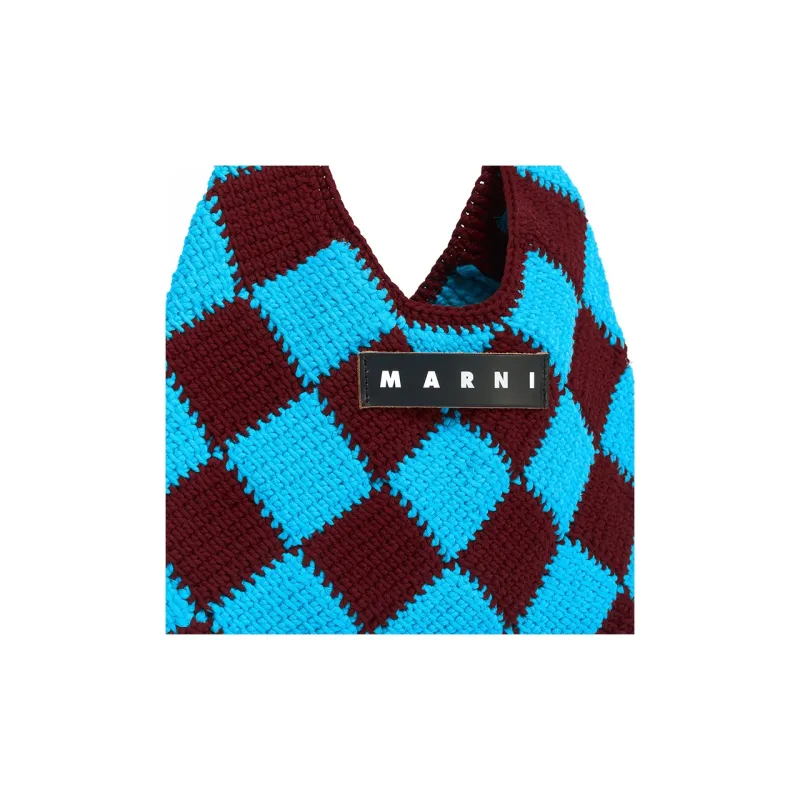 MARNI Acrylic With Cowhide Basket Bag Handbag Mini Women's Brown/Blue-3