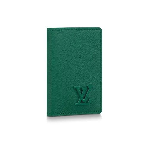 LOUIS VUITTON Cow Leather Wallet Men's Dark Green