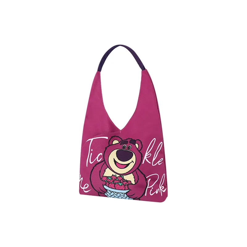 MESUCA Disney/Disney Lotso Collaboration Canvas Canvas Bag Handbag Shoulder Bag Medium Size Women's Rose Red-1