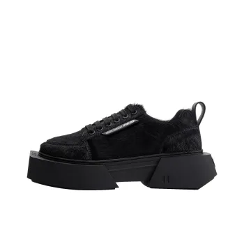 CHOCO CONCERT Anti Slip Wear Resistant Breathable Supportive Height Increasing Low Top Platform Shoes Unisex All Black