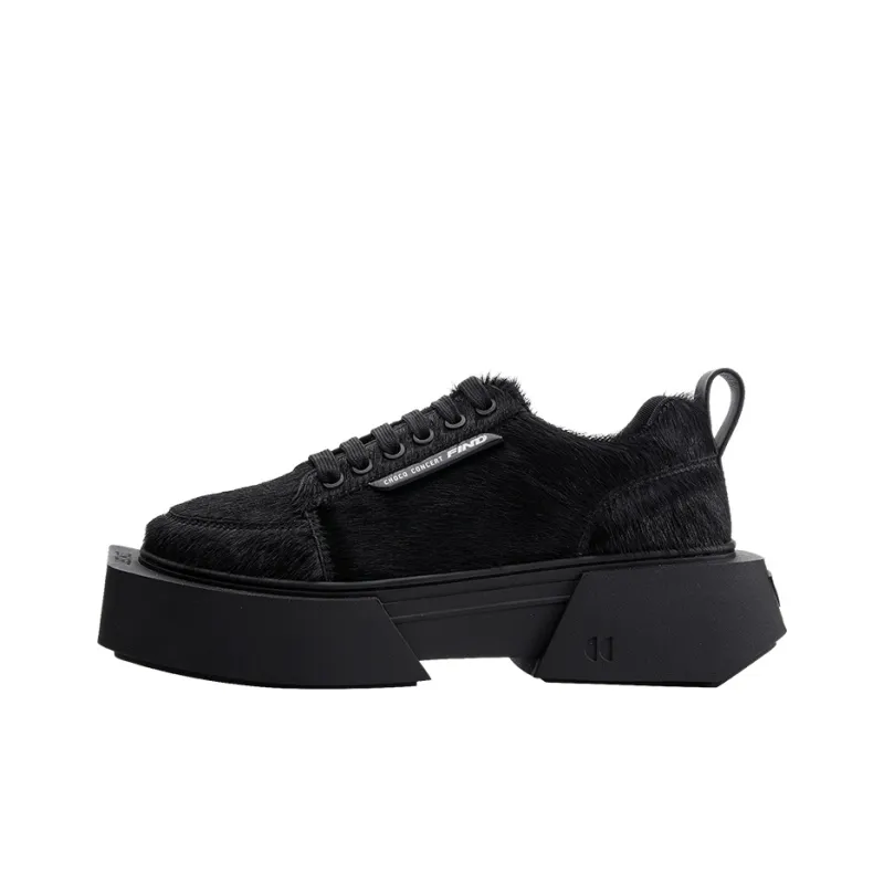 CHOCO CONCERT Anti Slip Wear Resistant Breathable Supportive Height Increasing Low Top Platform Shoes Unisex All Black-0