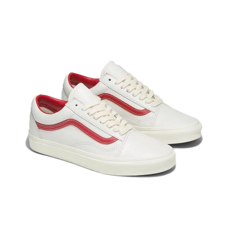 Old Skool Vans 'Vintage Leather Blanc De Blanc Red'-1
