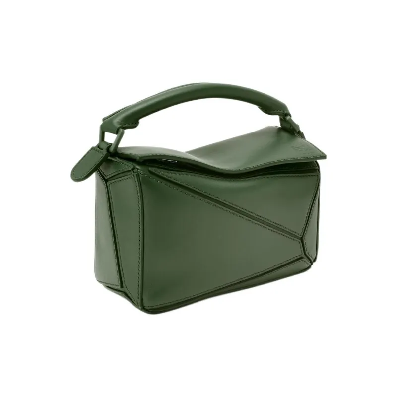 LOEWE Puzzle Satin Cow Leather Handbag Shoulder Bag Crossbody Bag Mini Women's Dark Green-1