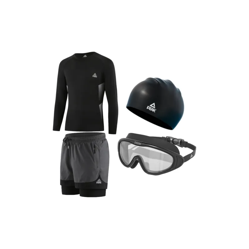 PEAK Swimming Sets Polyester Poolside Men's Black/Gray-1
