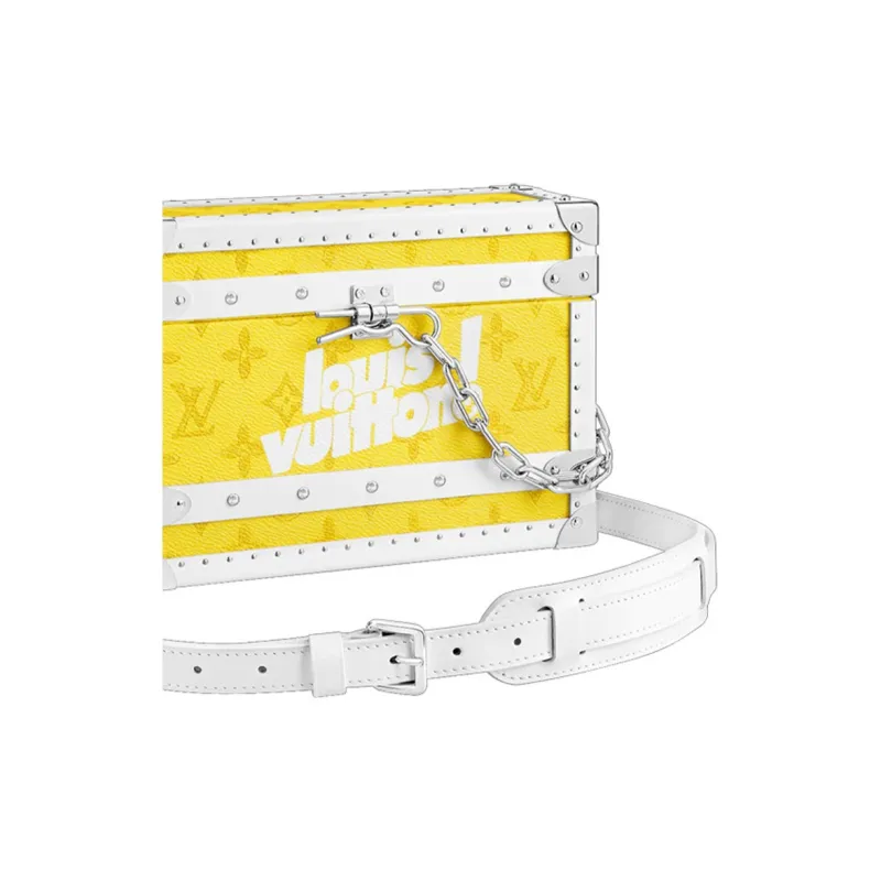 LOUIS VUITTON Canvas With Leather Small Hard Case Handheld Crossbody Bag Unisex Yellow-4