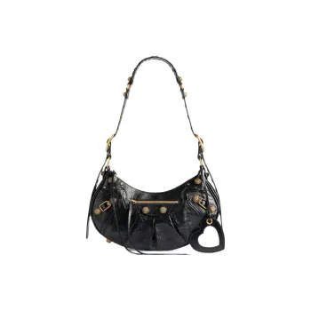 Balenciaga Le Cagole Cow Leather Crescent Bag, Dumpling Bag, Biker Bag, Shoulder Bag, Handbag Small Size Women's Black