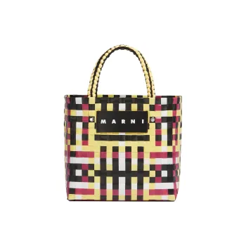 MARNI Basket Series Polypropylene With Cow Leather Tote Bag Shopping Bag Handbag Women's Yellow/Black