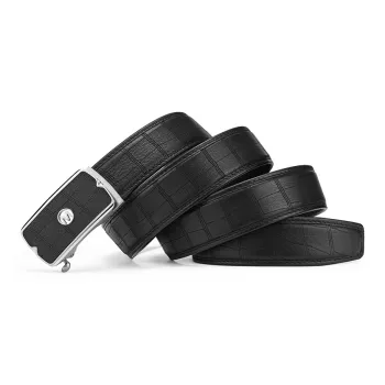 FAIRWHALE Stainless Steel Premium Automatic Buckle Deerskin Leather Belts Men's Width 3.5CM