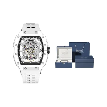 BEXEI Rin Chie Collection Automatic Mechanical Movement Rubber Strap Watch Men's Watches Cut-Out Dial