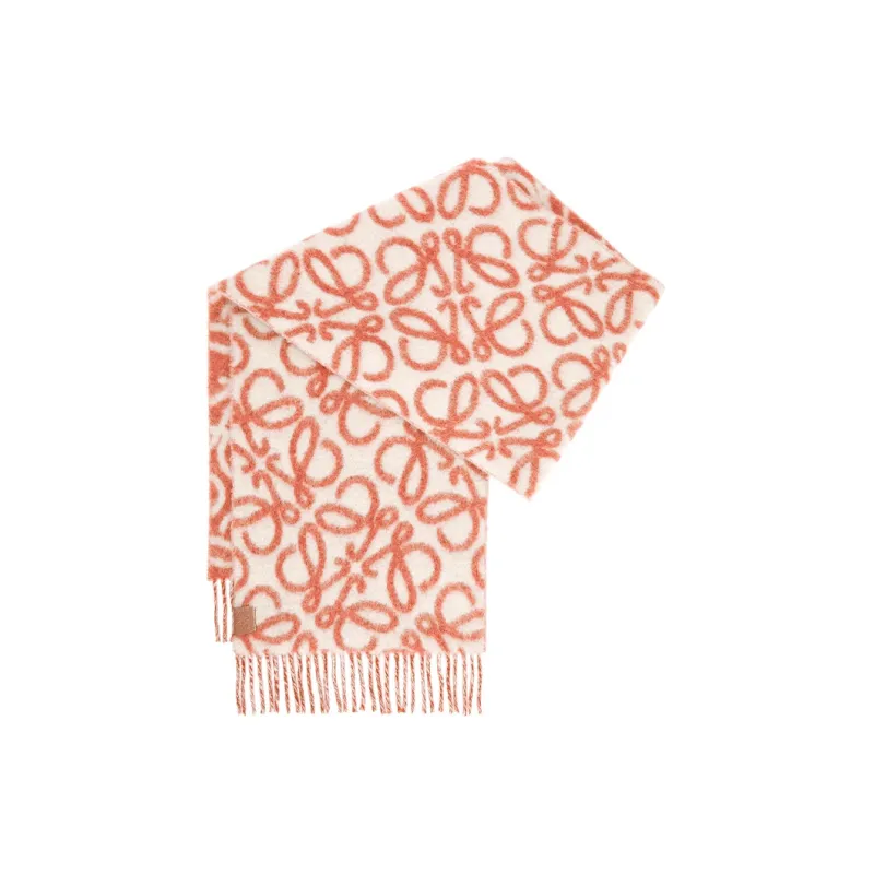 LOEWE Knit Scarves Women's Orange/White-3