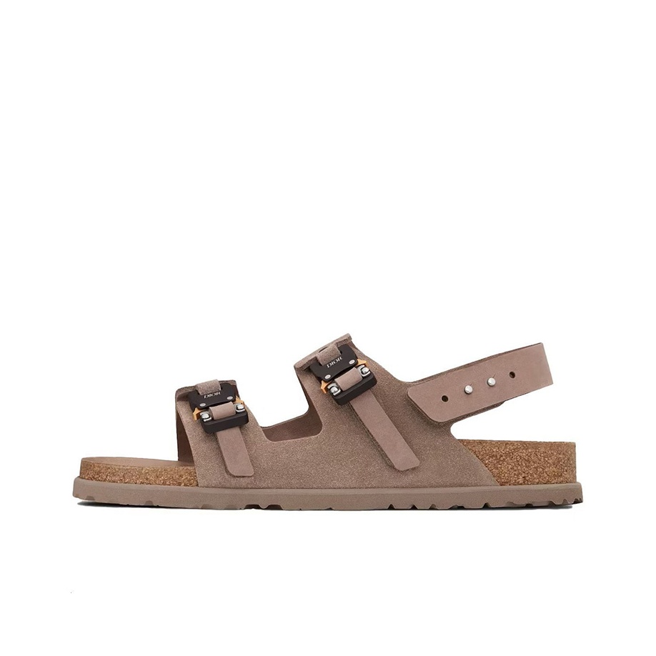 DIOR By Birkenstock Milano Sandal Brown Nubuck Calfskin - POIZON