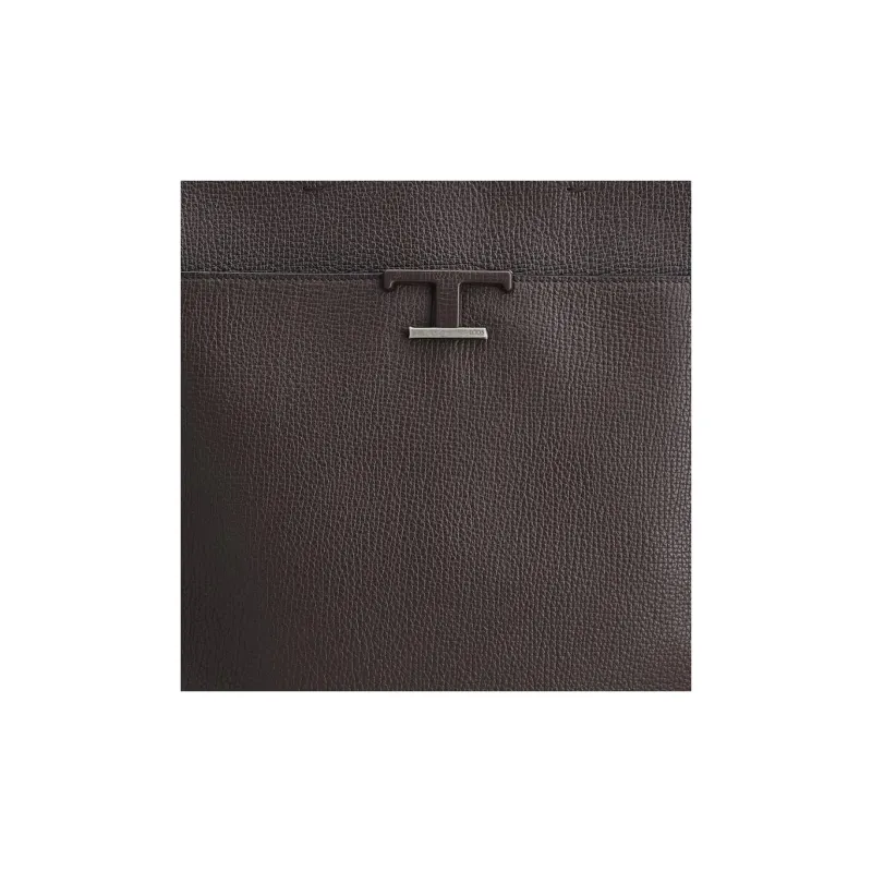 TOD'S Timeless Leather Handbag Medium Size Men's Brown-3