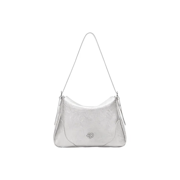 ONE TIME Synthetic Leather Tote Bag, Goddess Shoulder Bag Tubas Women's Black/Silver-1