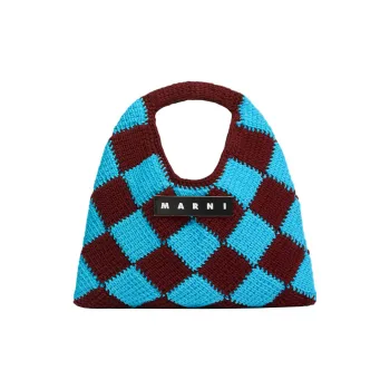 MARNI Acrylic With Cowhide Basket Bag Handbag Mini Women's Brown/Blue