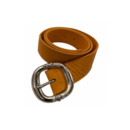 Chrome Hearts Solid Color Decoration Pin Buckle Leather Belts Unisex Orange Width: 3.2CM