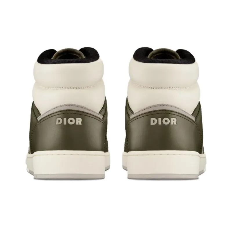 DIOR B27 High Olive And Cream Smooth Calfskin With Beige And Black DIOR Oblique Jacquard-4