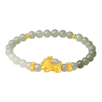Best Wishes S925 Silver And Field Jade Bracelets Unisex Pale Greenish White Jade