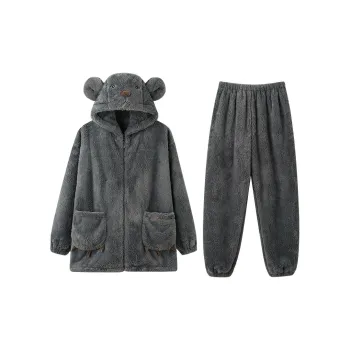 MIOJUER Pajama Set Autumn And Winter Models Men's Dark Gray