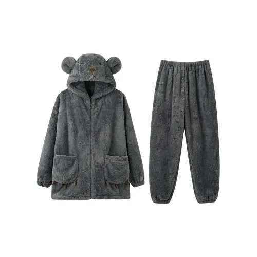 MIOJUER Pajama Set Autumn And Winter Models Men's Dark Gray