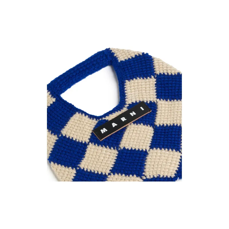 MARNI Acrylic With Cow Leather Basket Bag Handbag Mini Women's Blue/White-3