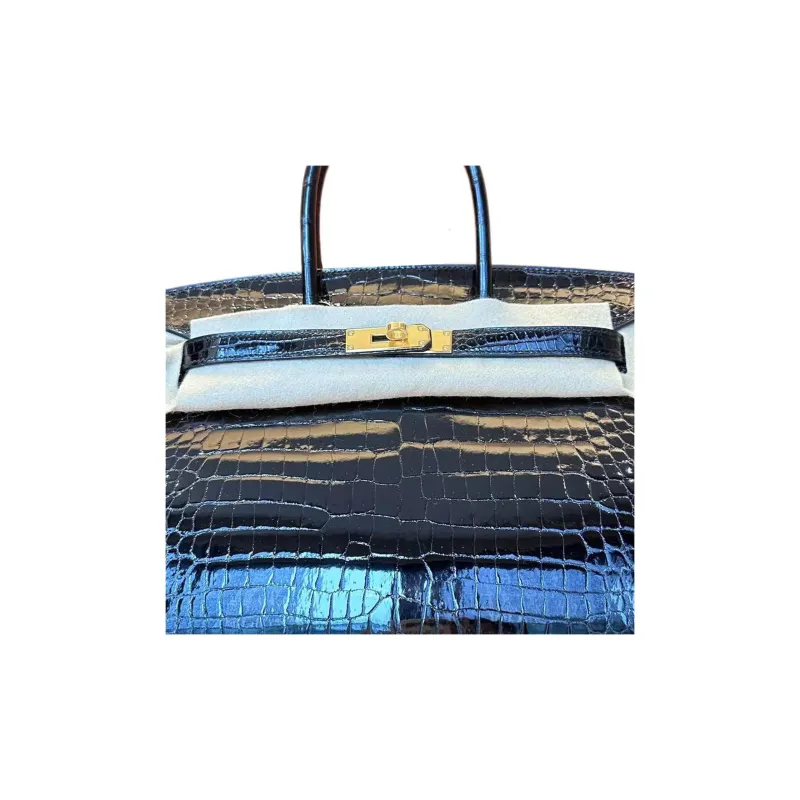 HERMES Birkin Crocodile Leather Birkin Bag Handbags Regular Women's Noir Black-4
