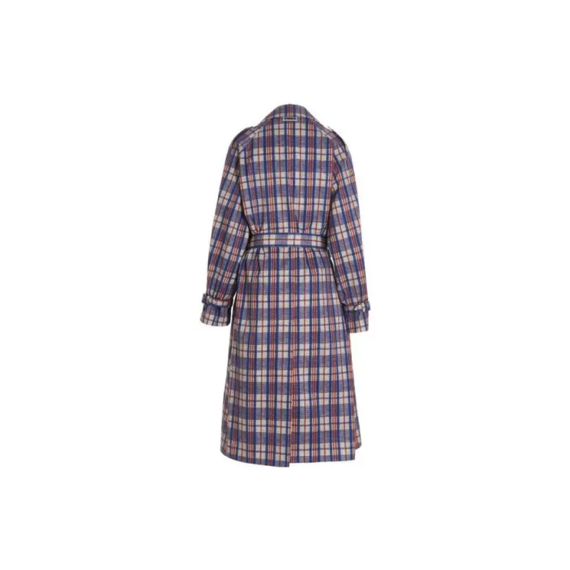 Vetements Check Printed Double Breast Trench Coat-1