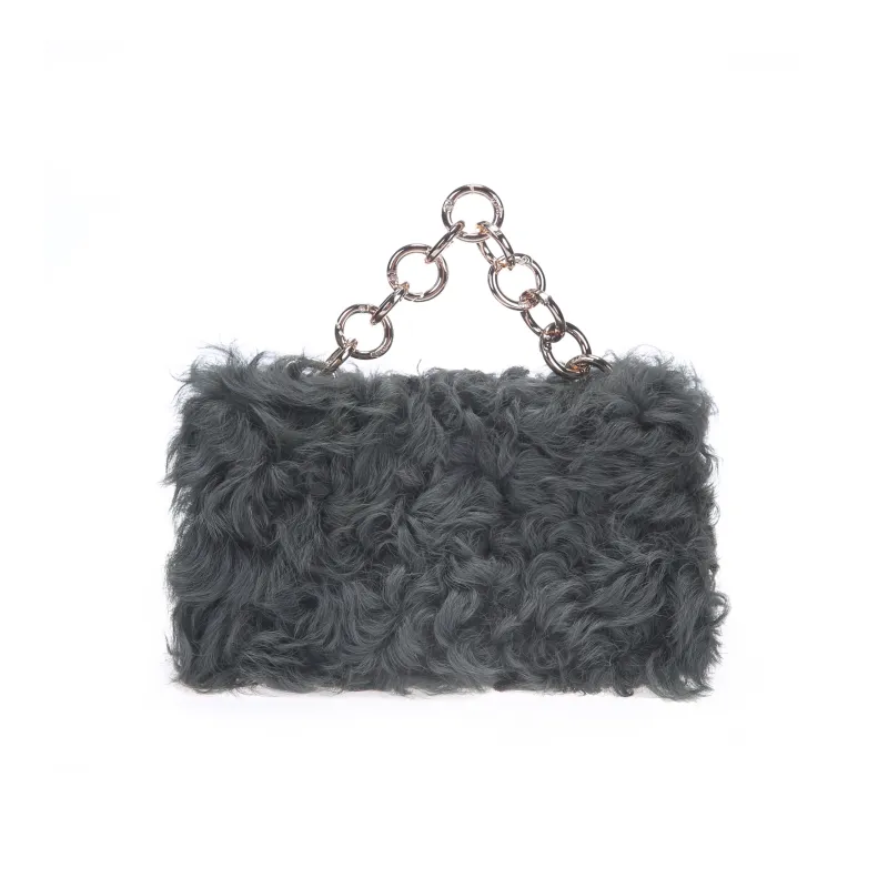 QULU Wool One Shoulder Handbag Small Size Women's Beige/Green/Black-13