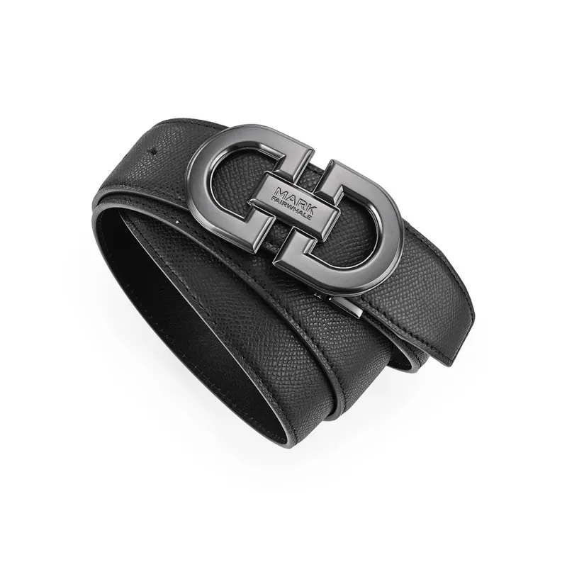 FAIRWHALE Solid Color Stamped Plate Buckle Cow Leather Belts Men's-2