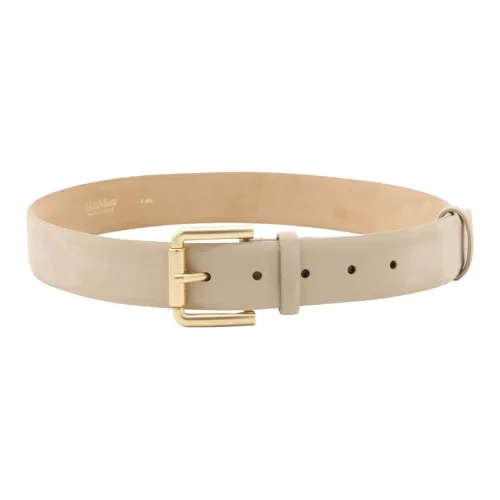 MaxMara Letter Logo Pin Buckle Leather Belts Women's Camel 3.5CM