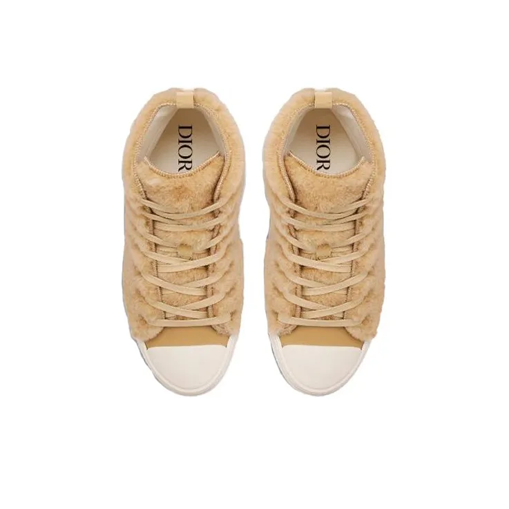 DIOR B23 High Top Erl Beige Shearling With Rabbit Motif-2