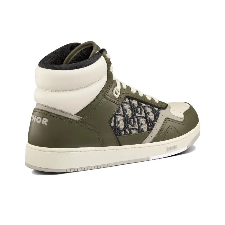 DIOR B27 High Olive And Cream Smooth Calfskin With Beige And Black DIOR Oblique Jacquard-3