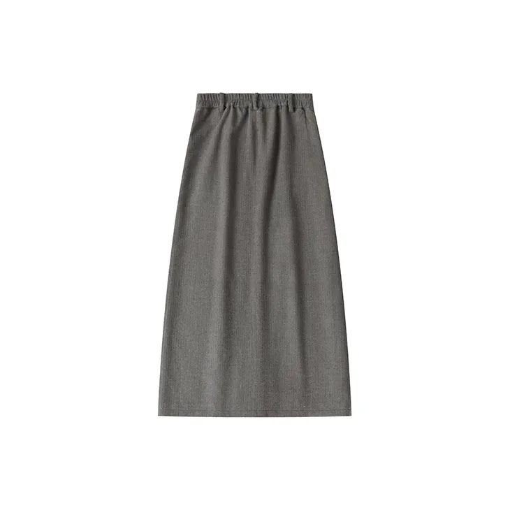 UNRETRO Casual Long Skirts Women's Gray-1
