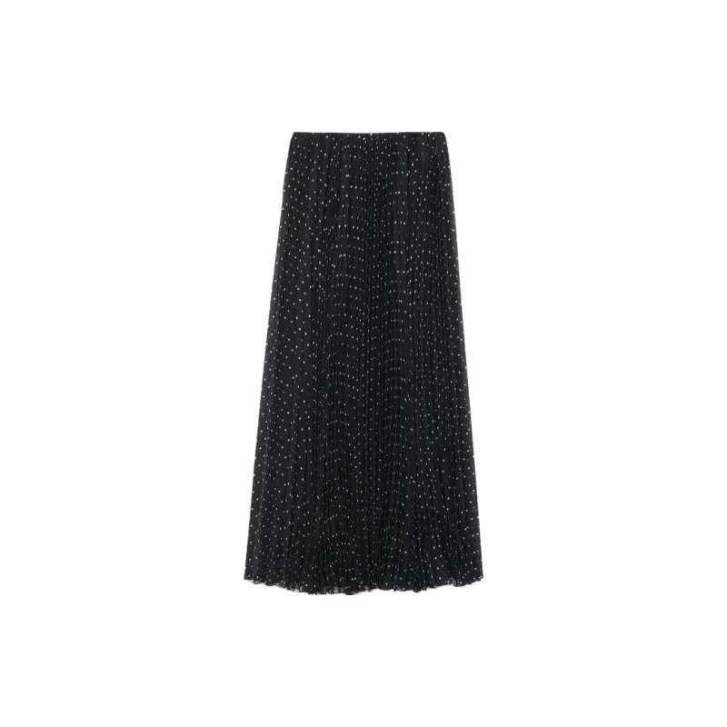 SAINT LAURENT Polka Dot Printed Pleated Skirt-1